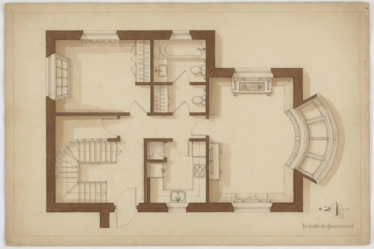 Illustrative floor plan of a mansion flat, for a Licence to Alter drawing pack