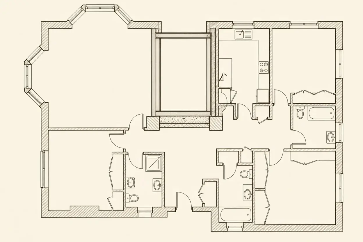 Licence to Alter floor plan and structural opening study for a St John’s Wood mansion flat